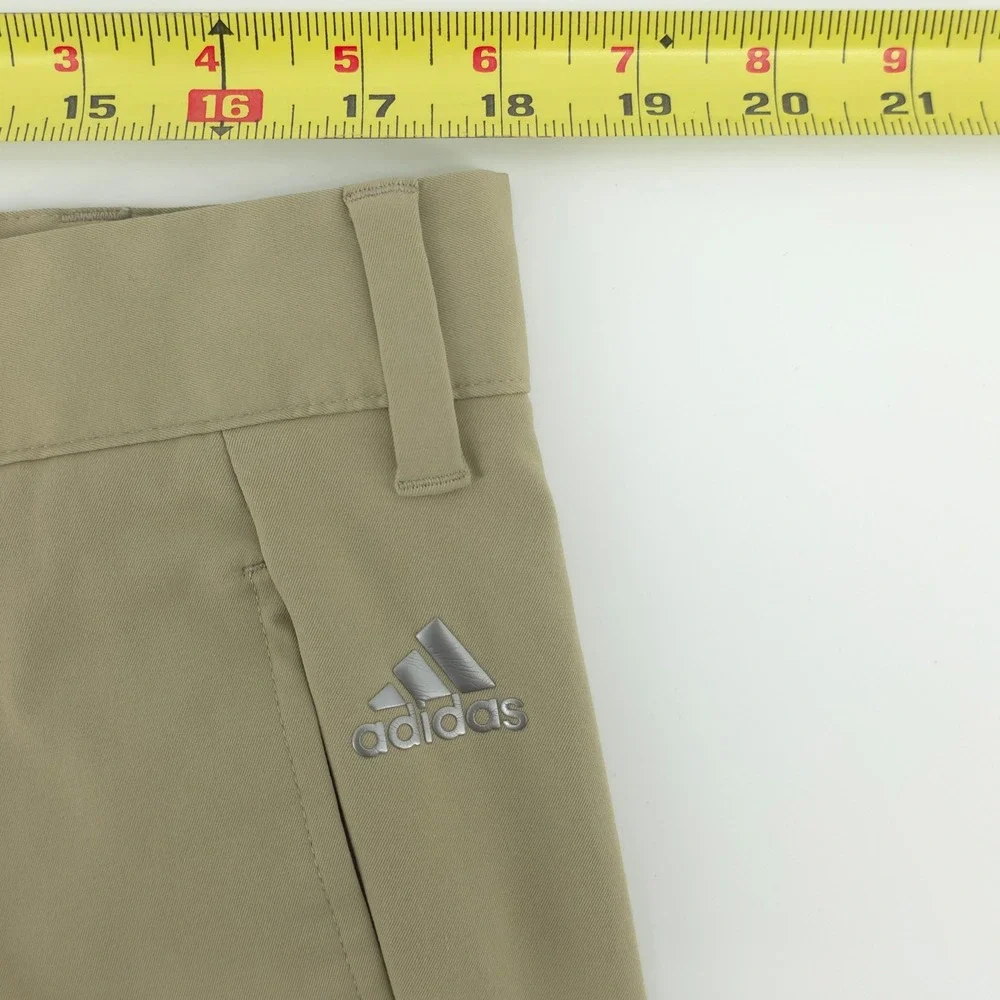 Adidas Mens‎ Golf Pants 35x32 Khaki Tan 3-Stripe Performance Trousers
